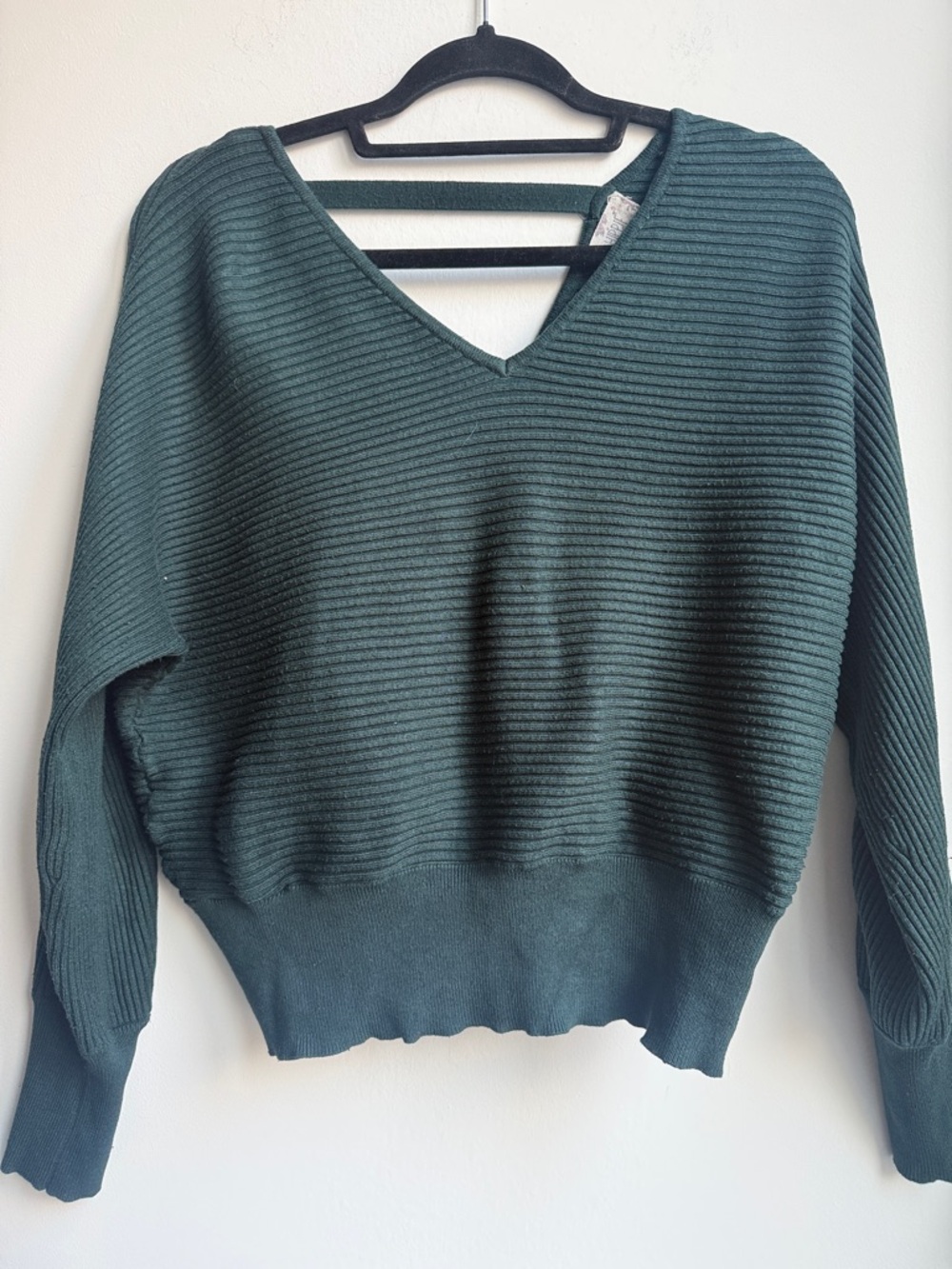 Hippie Rose Forest Green Ribbed V-Neck Sweater